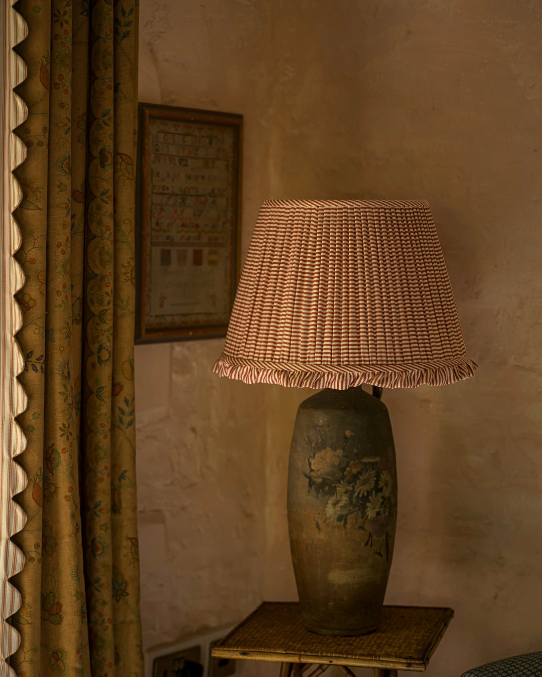 Crabapple Striped Ruffle Lampshade