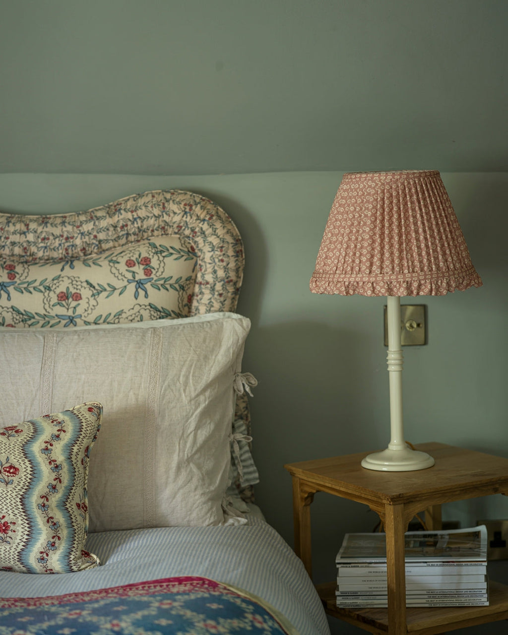 Old Rose Floral Ruffle Lampshade