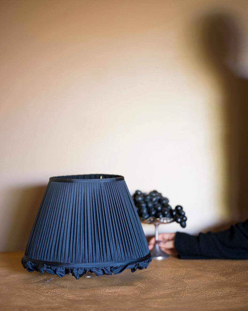 Black Grape Silk Ruffle Lampshade
