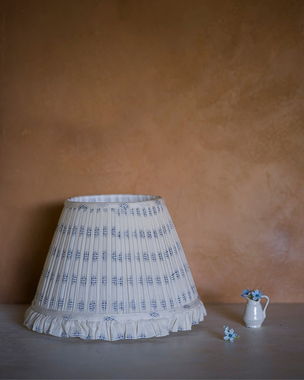 Delphinium Embroidered Ruffle Lampshade