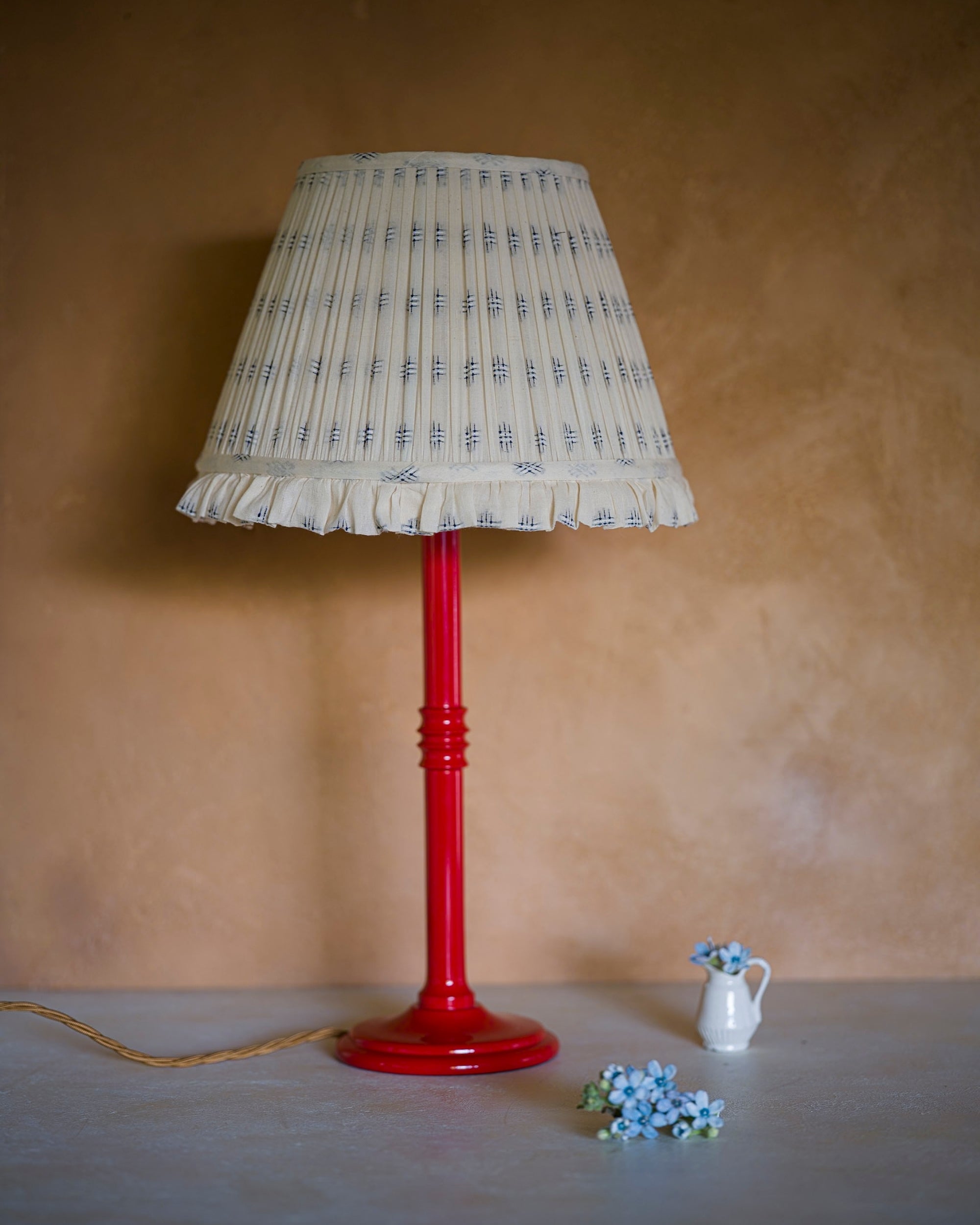 Delphinium Embroidered Ruffle Lampshade